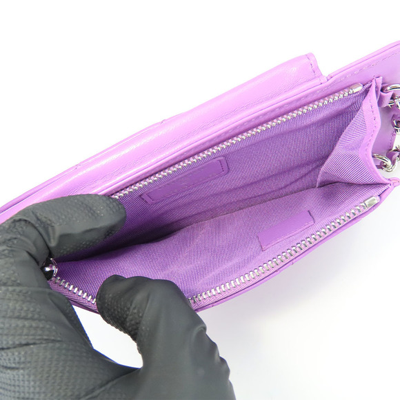 Chanel Chanel Lambskin Shoulder Bag Matrasse Purple Leather Crossbody Bag - Picture 12 of 16